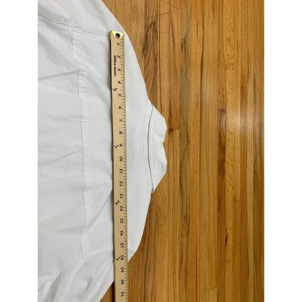 Talbots Plus Women's White Utility Safari Jacket Cotton Blend Button Front 1X - Picture 8 of 9